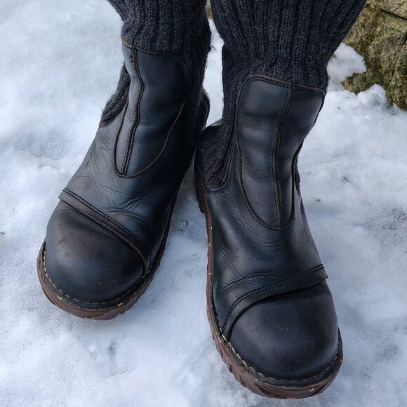 Black Leather Boots El Naturalista size 8.5 woman's/7 man's - Picture 3 of 5